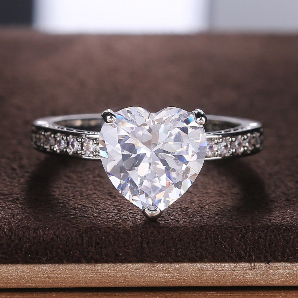 Ruby Heart Diamond Ring  Titanium FAST SHIPPING!